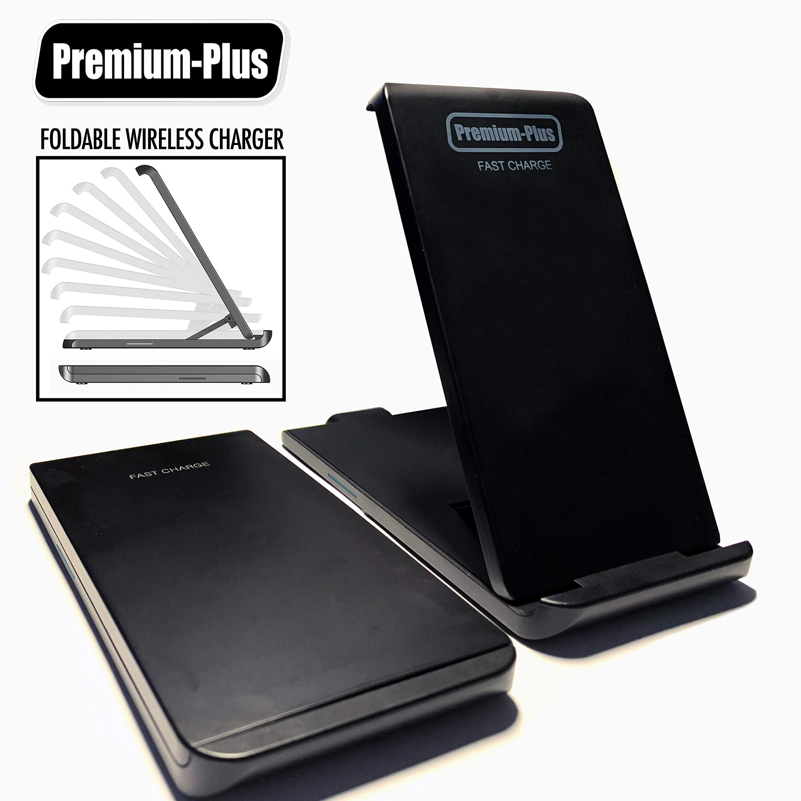 Premium Plus Fast Foldable Wireless Charger 10W Wireless Charging Stand Qi Certified Compatible iPhone XR Xs Max XS X 8 8 Plus Fast Charging Galaxy S10 S9 S9 S8 S8 and More No AC Adapter