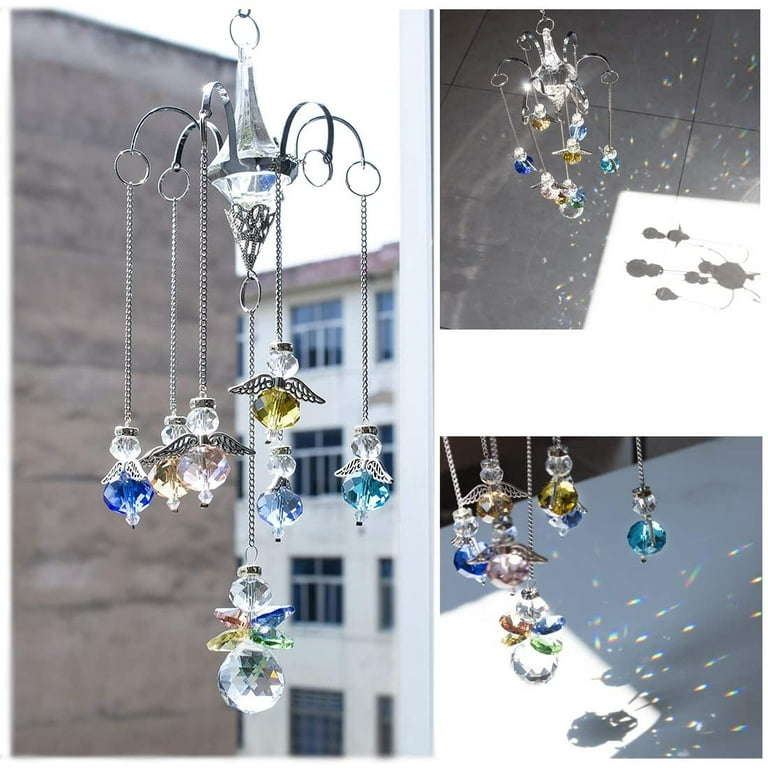 H&D Hanging Angel Crystal Suncatcher Prism Ball Rainbow Ornament