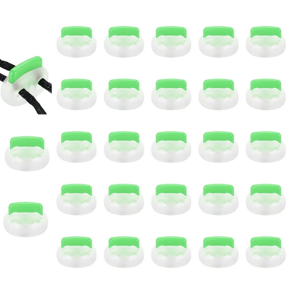Uxcell 25 Pcs Plastic Spring Cord Lock, Double-Hole Slider Toggles Clip End Stopper Fastener, Transparent Green