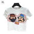 thumbnail image 1 of Camiseta de dibujos animados Mujer Casual Manga corta Cuello redondo Sexy Chaqueta, Blanco, XL Monstrate AP001535-03B, 1 of 7