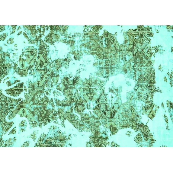 Ahgly Company Indoor Rectangle Abstract Turquoise Blue Modern Area Rugs, 8' x 12'