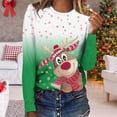 thumbnail image 2 of Camisas Navideñas Para Mujer Tops de Manga Larga Jersey de Cuello Redondo Informal Con Estampado de Ciervos en 3D Odeerbi  ODB199753, 2 of 5