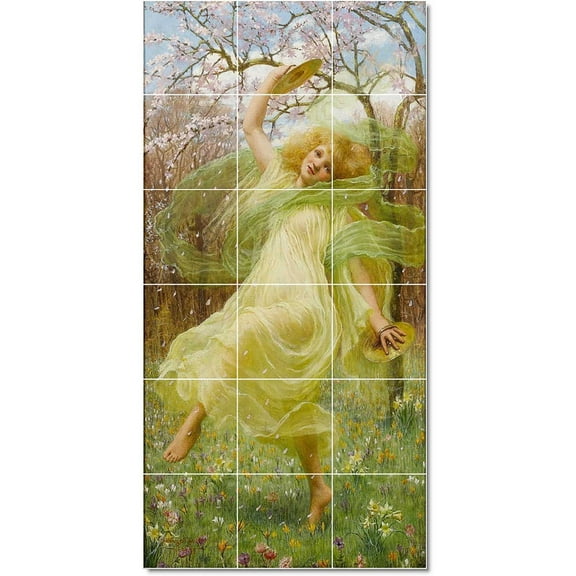 Ceramic Tile Mural-William Savage Cooper Women Painting 242. 12.75" w x 25.5" h using (18) 4.25 x 4.25 ceramic tiles