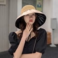 thumbnail image 4 of harmtty Bow Decor Sunhat Brim Sun Hat Summer Women Fisherman Hat Big Brim Foldable Bow Decor Sun Protection Anti-uv Heat-resistant Vinyl Portable Camping Khaki, 4 of 8
