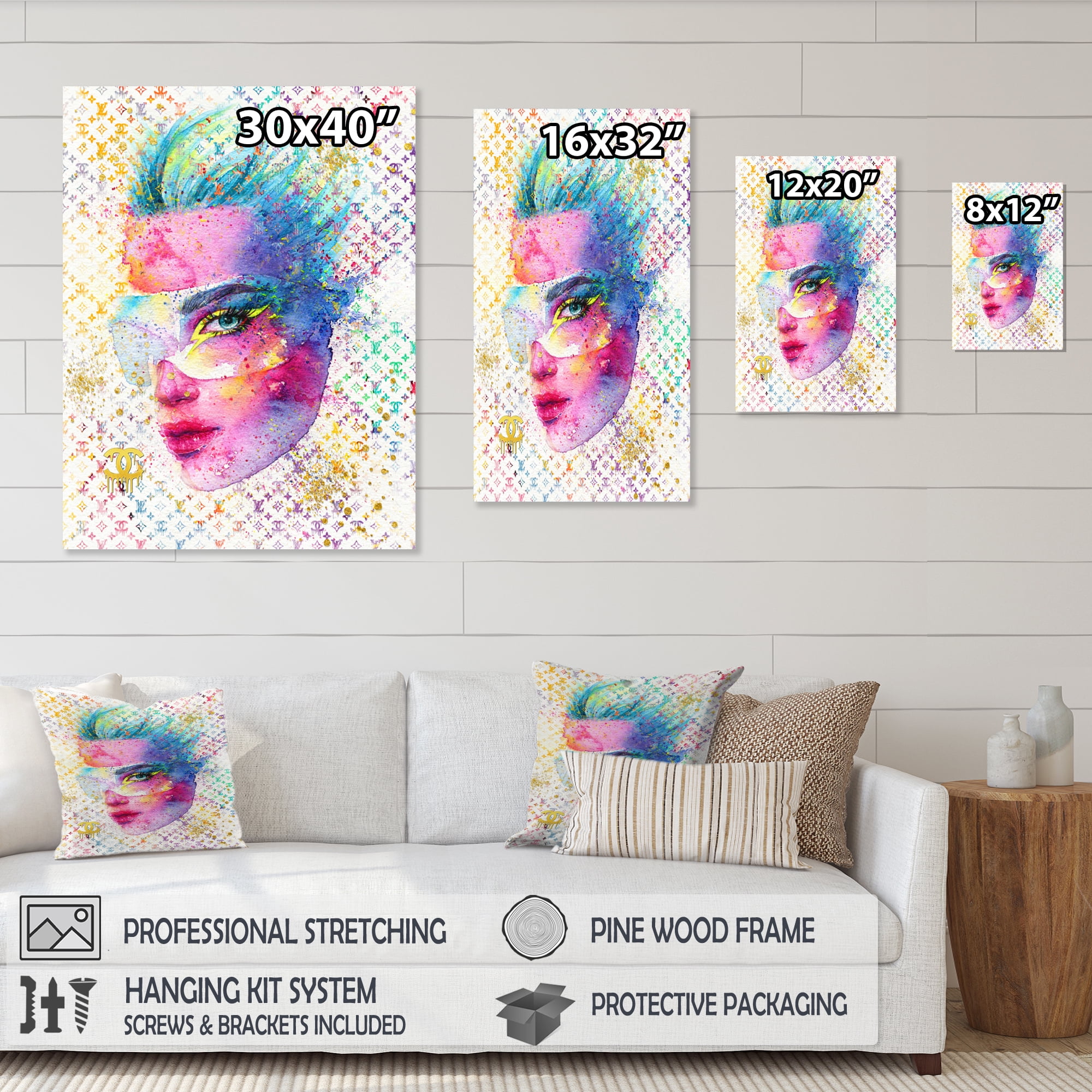 Designart Funky Female Fashion Illustration IV Canvas Wall Art