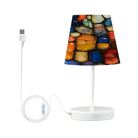 Colorful Mosaic Gemstones Desk Lamp LED Table Nightstand Lamps with 3 Color Temperatures for Home Bedroom Living Room Decor 6x11