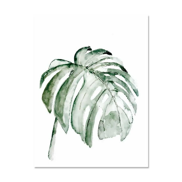 Póster Artístico impreso con hojas de plantas tropicales de zona de arte, cuadros de pared de plantas verdes nórdicas, pintura grande para habitación de niños sin marco MFZFUKR 1237-14