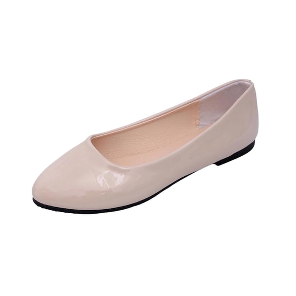 SuTry Women's Round Toe Flats Slip On Lightweight PU Leather Comfortable Casual Walking Office Shoes(37)