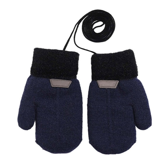 CAIVO Child Gloves Kids Winter Mittens With Detachable Lanyard Double Layer Thermal Knitted Hand Warmers Boys Girls Basic Winter Accessories