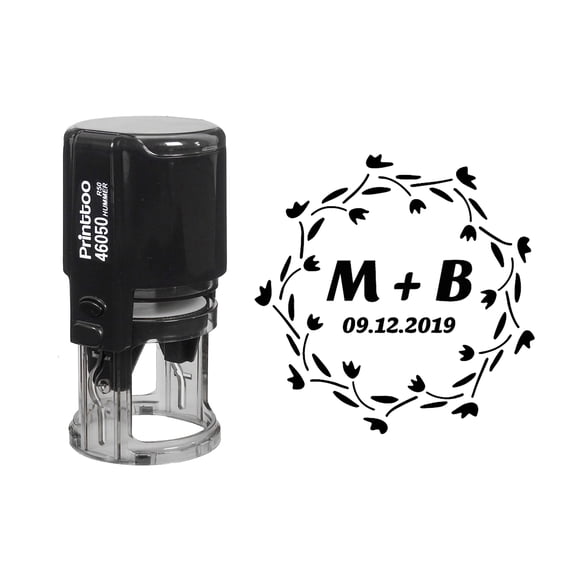 Printtoo Black Save The Date Wedding Favor Personalized Self Inking Wedding Favor Custom Stamper Save The Date Round Heavy Duty Stamp-50 mm Diameter