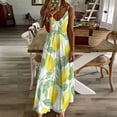thumbnail image 4 of Lemon Print Sleeveless Suspender Dress Summer Fashion Casual Long Dress, 4 of 9