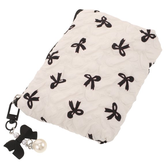 Healifty Stylish Cosmetic Bag with Bowknot Accent, Ideal for Travel, Makeup Storage, and Daily Use Organizer