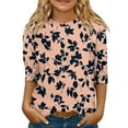 thumbnail image 5 of XADYUY Girls Shirts Size 14-16 Crewneck Floral Print Tshirts Toddler 3/4 Sleeve Toddler Girls T-Shirts Summer Dressy Cotton Loose Tee Tops Girls 5-6 Years,Pink, 5 of 5