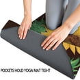 thumbnail image 3 of Brown Green Bud Sunflower Pattern Hot Yoga Mat Towel Non Slip for Hot Yoga - Quick-Drying Yoga Mat Cover with 4 Corner Pockets with Travel Bag - Hot Yoga Towel Non Slip 70"x26", 3 of 6