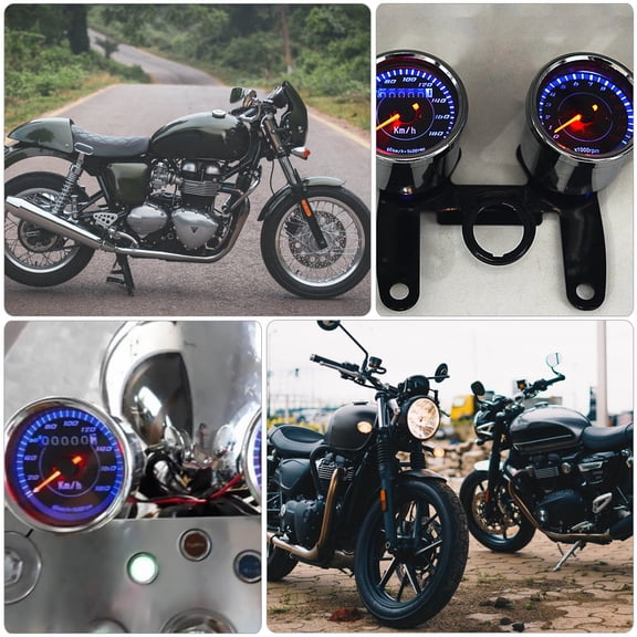 Milisten 12V Stainless Steel Motorcycle Speedometer and Tachometer Gauge Set