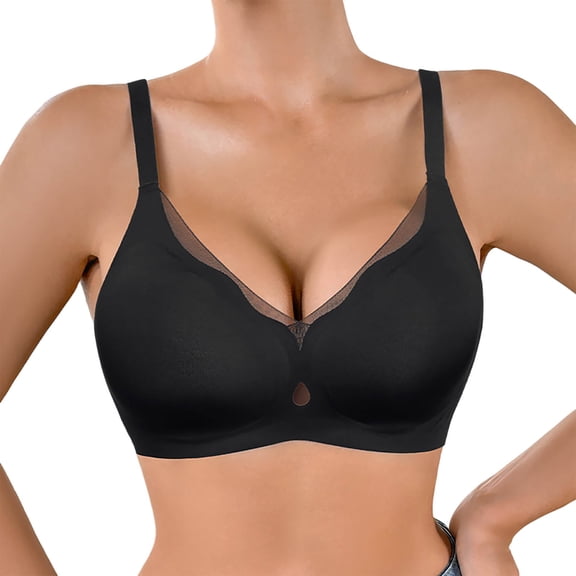 WAYUTE Womens Bras Seamless Wirefree Bra for Sheer Mesh Edge Lace Comfortable Lift Support Non Padded Bralette