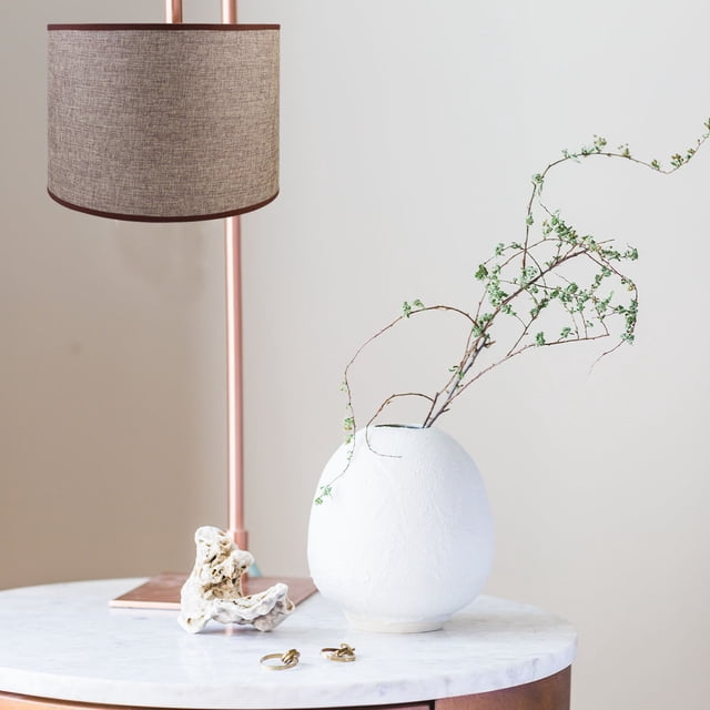 FUTUREORYY Coffee Color Cylindrical Linen Lampshade for Table and Floor Lamp Warm Light Diffuser