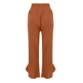 thumbnail image 6 of WFJCJPAF 2024 New Product Clearance！ Pants for Women Plus Size Stretch,Women Imitation Cotton Linen Solid Color Elastic Waist Irregular Pants With Pockets At The Bottom Of The Pants - Orange L, 6 of 8