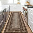 thumbnail image 2 of 2x6 Boho Runner Rug Braided Print Hallway Area Rug Machine Washable Throw Floor Cover Non Slip Moroccan Runner Carpet for Kitchen Farmhouse Rustic Carpet for Living Room Bedroom, Brown, 2 of 8