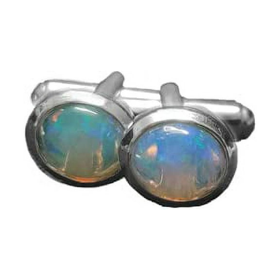 925 Sterling Silver Opal Men Cufflinks 5 Ct Opal Cufflinks For Men October Birthstone Cufflinks Large Opal Cufflinks For Men 8x10 mm Oval Opal Cufflinks Men Tuxedo Cufflinks Opal Groomsmen Cufflinks