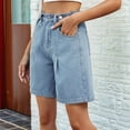 thumbnail image 4 of Womens Jean Shorts Knee Length Trendy Y2k High Waisted Wide Leg Casual Summer Shorts with Pockets Light Blue S, 4 of 8