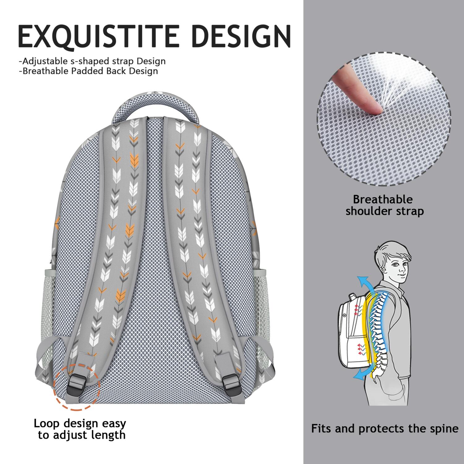 Retro Hippie Style School Backpack - Waterproof & Breathable for Commuters