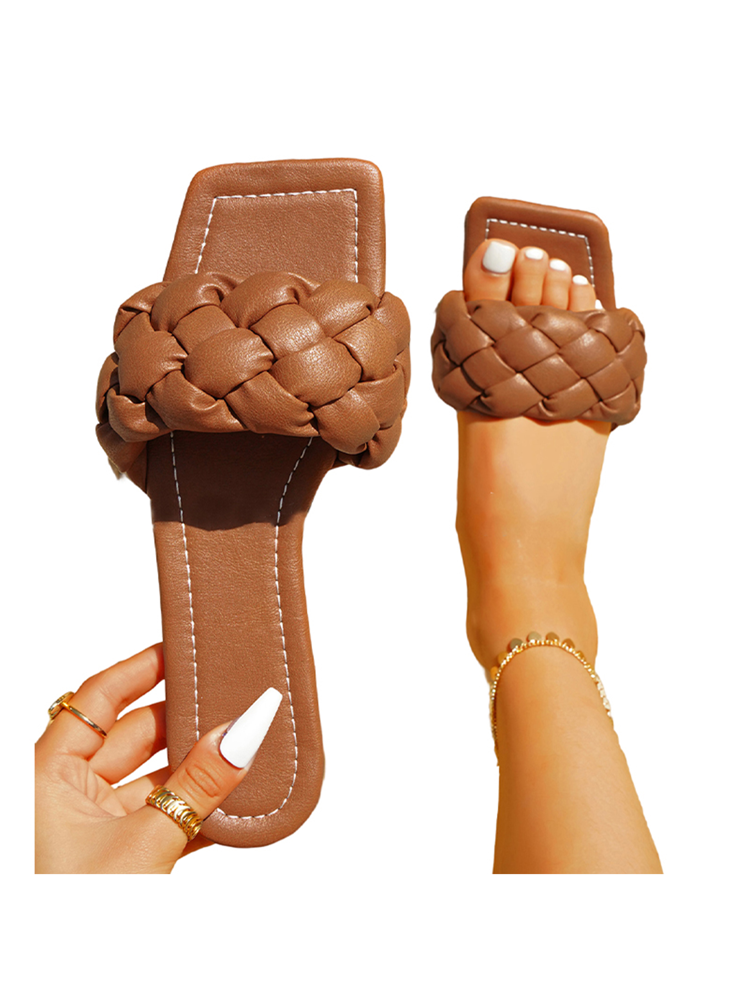 SIMANLAN Ladies Slides Summer Sandal Beach Flat Sandals Women's