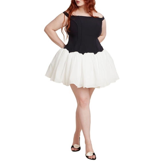 ELOQUII Women's Plus Size Contrast Tutu Mini Dress