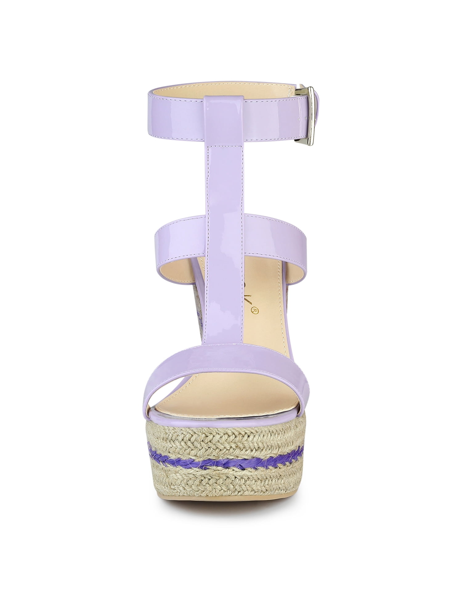 Unique Bargains Women's Strappy Espadrille Wedges Platform Sandals for Fashion Purple 7