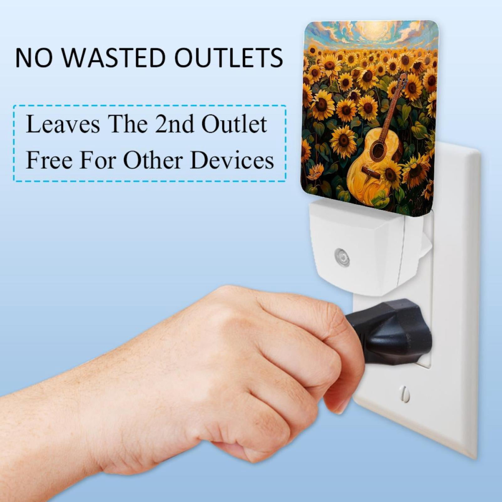 PhooArto Sunflower Field Guitar Plug in LED Night Light Auto Sensor Dusk to Dawn Decorative Night for Bedroom, Bathroom, Kitchen, Hallway, Stairs, Baby's Room, Energy Saving