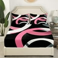thumbnail image 3 of Erosebridal Abstract Stripes Sheet Set Twin,Geometric Circle Bedding Sets Twin Size,Black Pink Twin Sheet Sets,Super Cozy Round Room Decorative,3pcs, 3 of 7