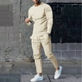 thumbnail image 2 of ZCFZJW Men's Tracksuit 2 Piece Sweatsuit Set Long Sleeve Crewneck Pullover Sweatsuits and Sweatpants Athletic Suit for Sports Casual Fitness Jogging Suits Beige L, 2 of 5