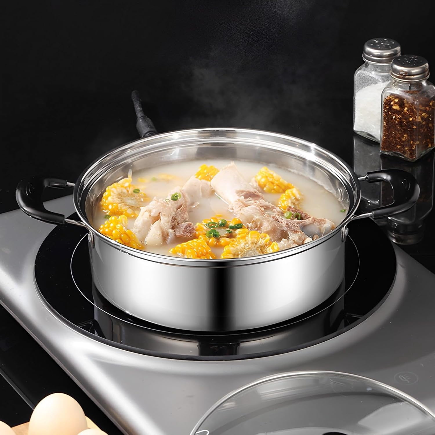2pcs Egg Poacher Stainless Steel Poached Egg Maker Pot Egg Poaching Pan with 4 Cups Poached Egg Cooker Pot Multipurpose Stovetop Egg Poacher Pot for Induction Cooktop Gas Cooktop