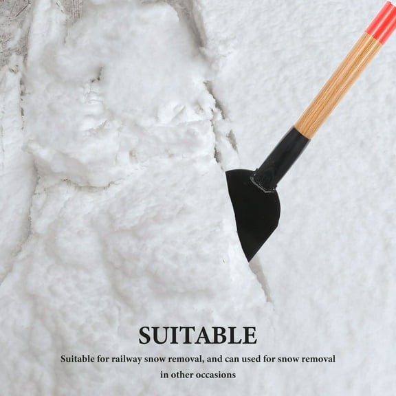 MLINS Heavy-Duty Metal Snow Shovel with Wooden Handle Railway Spade for Ice Removal Winter Snow Shoveling Tool Garden and Yard Cleaning Spade