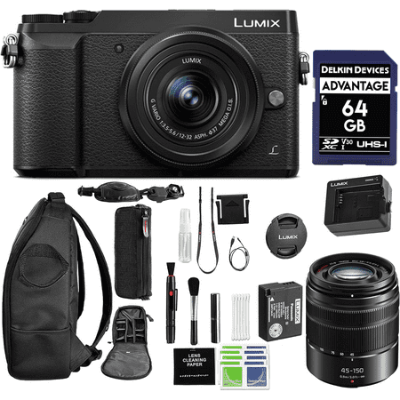 Panasonic LUMIX GX85 4K 16 Megapixel Digital Mirrorless Camera (Black) with Delkin 64GB SD-Card, Professional Camera Backpack + Advanced Accessory Bundle | DMC-GX85WK | Panasonic Lumix GX85