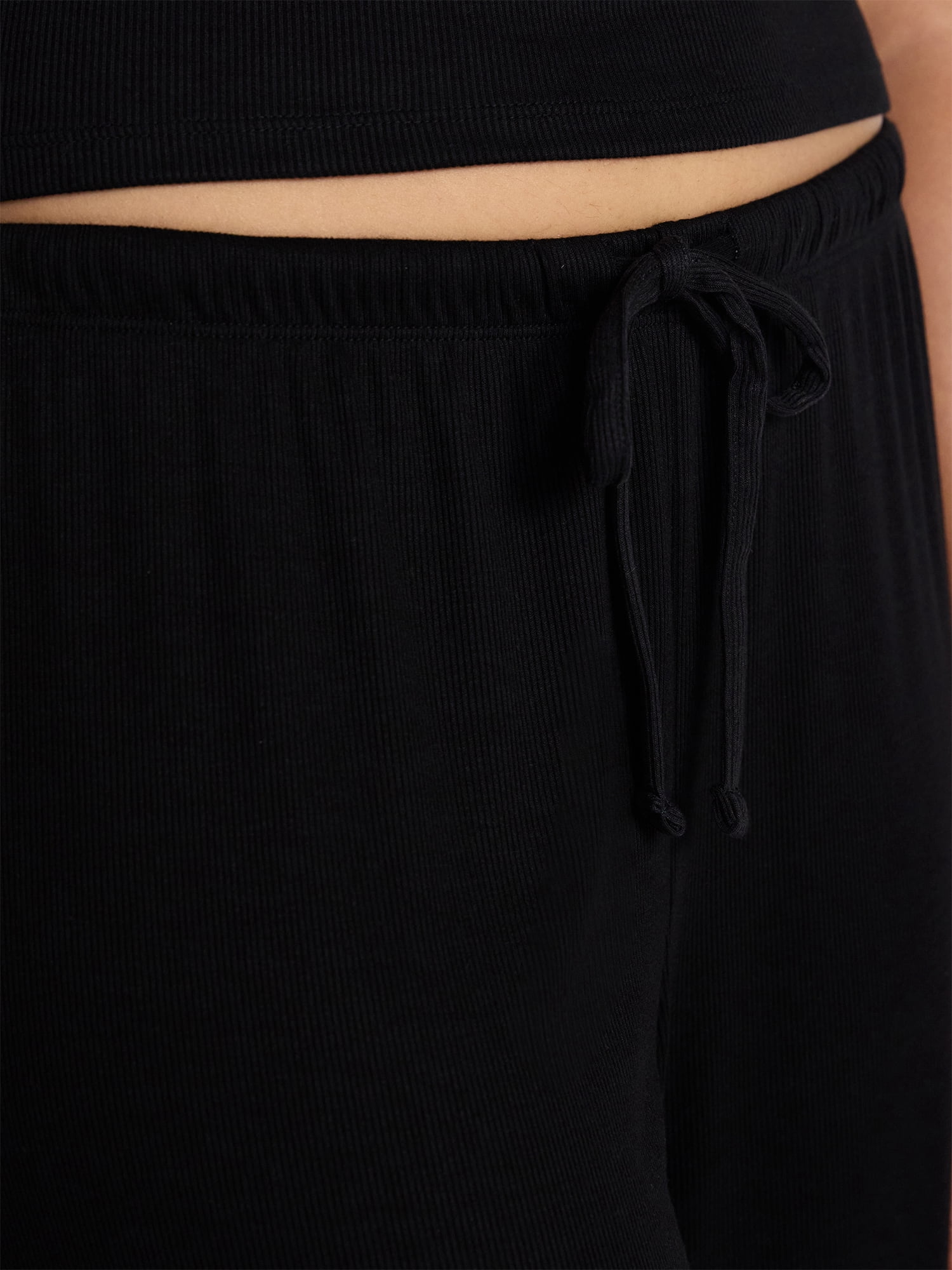Joyspun Women’s Lace Trim Ribbed Pants, 30'' Inseam, Sizes XS-3X