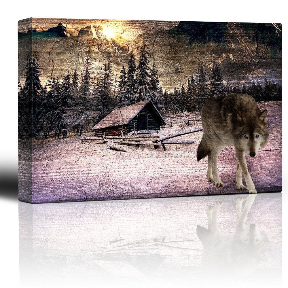Gray Wolf Animal HD Canvas prints 16"x24" Home Decor Painting Wall art Picture 