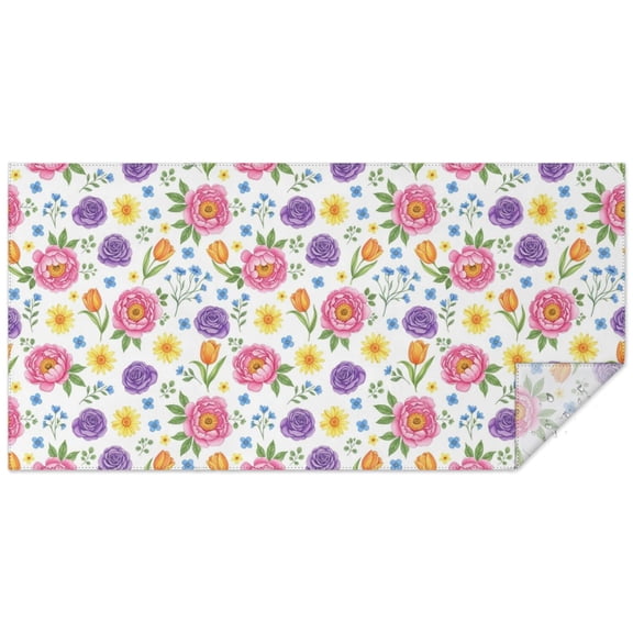 Pioneer Flower Floral Print Pattern Rectangle Tablecloth 60"x120", Waterproof Polyester Table Cloth, Wipeable Spillproof for Dining Camping Indoor Outdoor