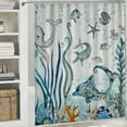 thumbnail image 6 of Chilfamy  Nautical Seahorse Shower Curtain Coral Seashell Underwater World Marine Life Starfish Ocean Themed Coastal Beach Bathroom Decor Curtains Set with Hooks White, 6 of 7