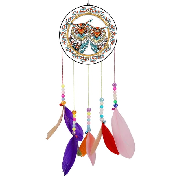 Cuadros Decorativos Acrílico Lucky Wind Chime Diamante Pintura Atrapasueños Colgante Home Art Decor Tmvgtek embutido en tela
