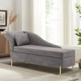 thumbnail image 3 of Andeworld Chaise Lounges Indoor Chair, Modern Upholstered Tufted Chaise Lounge Chair Indoor Faux Suede Sofa Recliner Couch for Bedroom Office Living Room Right Arm Facing Chaise Lounge（Grey）, 3 of 7