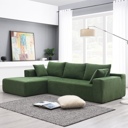 Soges Modular L Shaped Sofa 109"x68" Upholstered Sleeper Sofa for Living Room, 2 PC Free Combination, Green