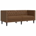 thumbnail image 3 of vidaXL 2 Piece Chesterfield Sofa Set Brown Faux Suede Leather, 3 of 5