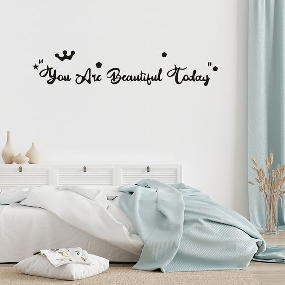 ABODELINE Bathroom Wall Stickers Art You're Beautiful Today Mirror Quote Decal Living Home Decor Sign Stickers, Black
