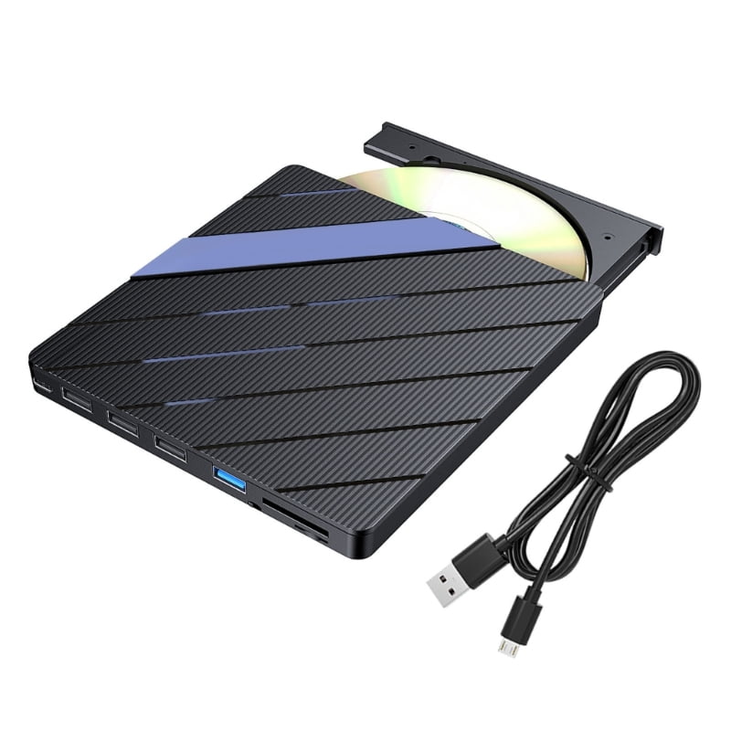 Zecic 8 in 1 Portable External CDDVD Drive USB3.0 with USB Port and Type C for Laptop PC