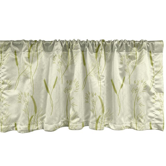 Botanical Window Valance Pack of 2, Repetitive Vintage Nature Monotone Herbal Art Pattern with Various Herbs, Rod Pocket Curtain Valances for Kitchen Bedroom, 54" X 18", Khaki Pale Green, by Ambesonne