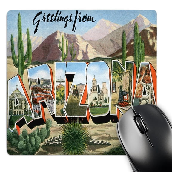 3dRose, Greetings From Arizona Desert Scene with Large Letters Containing City Scenes, MousePad