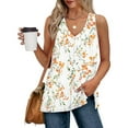 thumbnail image 2 of Sleeveless Shirts for Women Summer Casual V Neck Floral Printed Flowy Tank Tops Loose Blouses with Side Split (XL, Multicolor 8), 2 of 7