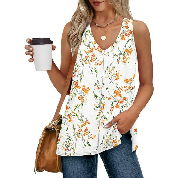 Rezuofi 1 Pcs Women's Summer Tank Tops V Neck Sleeveless Shirts 2025
