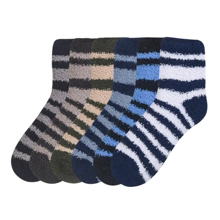 

6-PACK Couver Women s Warm Soft Plush Socks Multi-Color Stripe Pattern 9-11